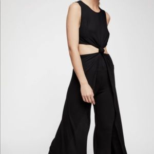 Free People Beach Black Twist front jumpsuit Size M